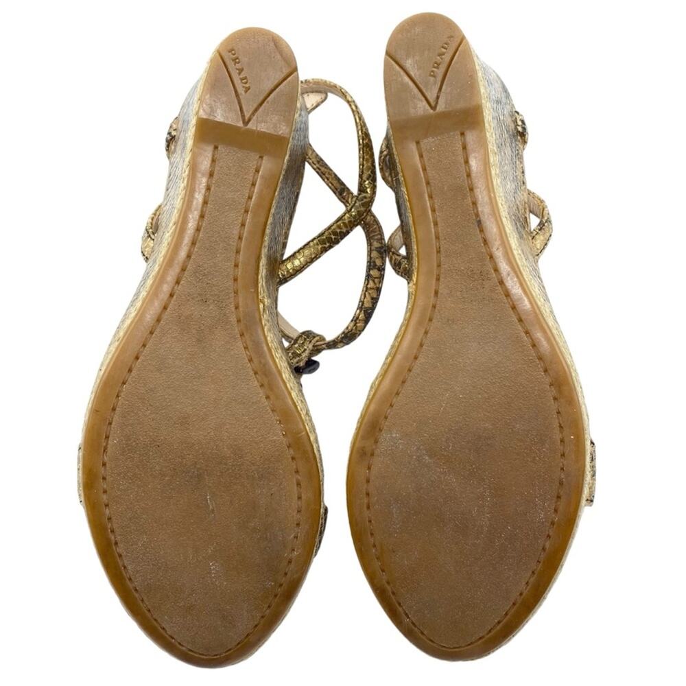 Prada Python T-Strap Platform Wedge Sandals Size … - image 5